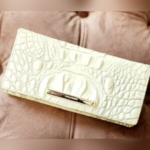Brahmin Cream Crocodile Embossed Genuine Leather Clutch/Wallet